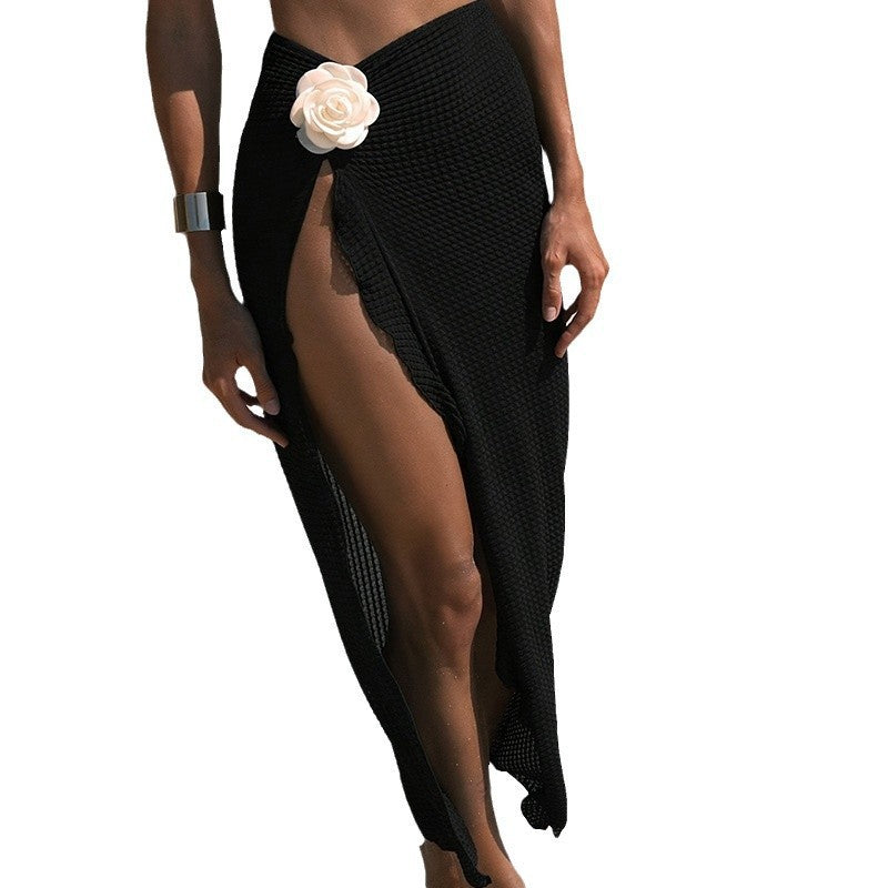 Maillot de Bain Femme Robe de Plage Bikini Wrap Mesh Sexy – Noir