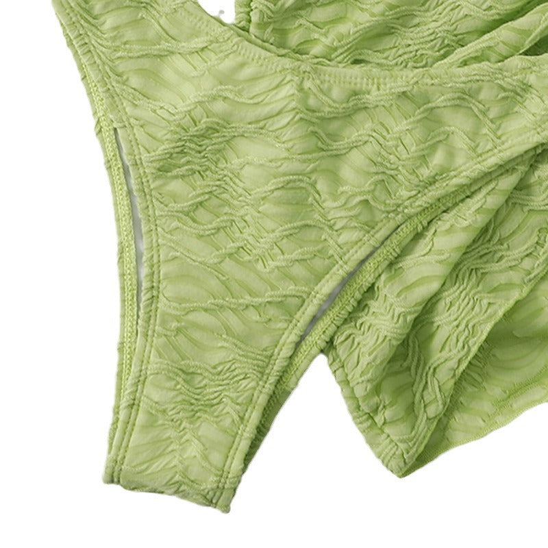 Bikini Deux Pièces Femme — Maillot de Bain Lacets Sexy Couleur Unie