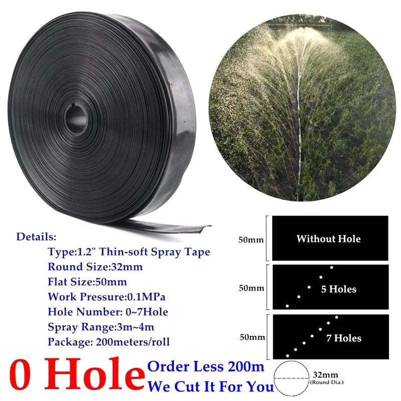 Tuyau d’Irrigation par Aspersion Φ32mm – Ruban Souple PE 0 à 7 Trous, 5m à 100m