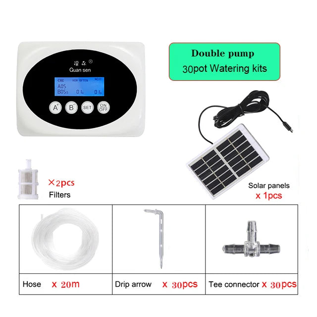 Arroseur Automatique Solaire Double Pompe – Minuterie Intelligente Goutte-à-Goutte, 10m / 15m / 20m