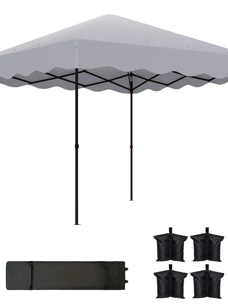 Gazebo Pop-Up 3x3m Hauteur Réglable – Tente de Jardin Oxford UPF50+ avec Sac de Transport | Gris Clair