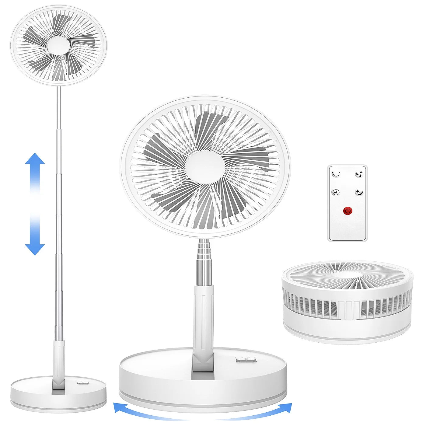 Ventilateur de bureau télescopique pliant – Batterie 7200 mAh, USB-C, Télécommande
