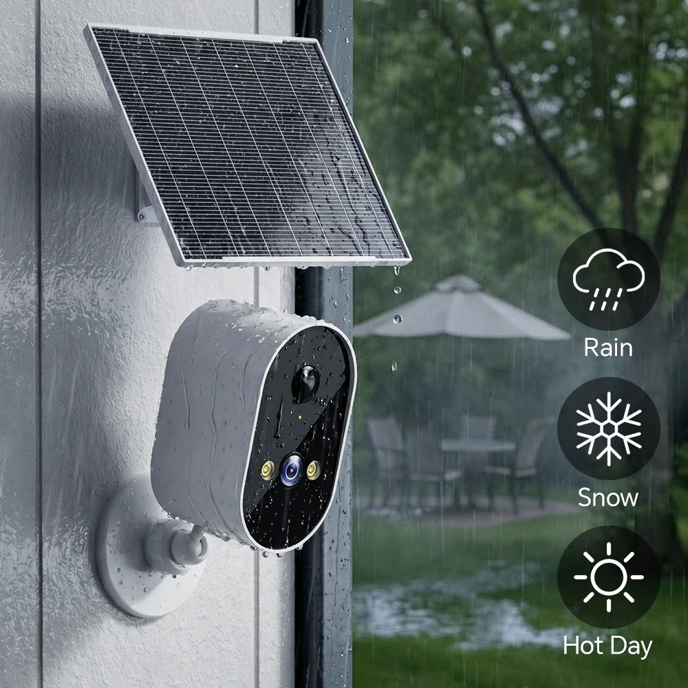 Caméra de Surveillance Solaire WiFi Extérieure 1080p – Alarme Automatique, Vision Nocturne & Application Mobile