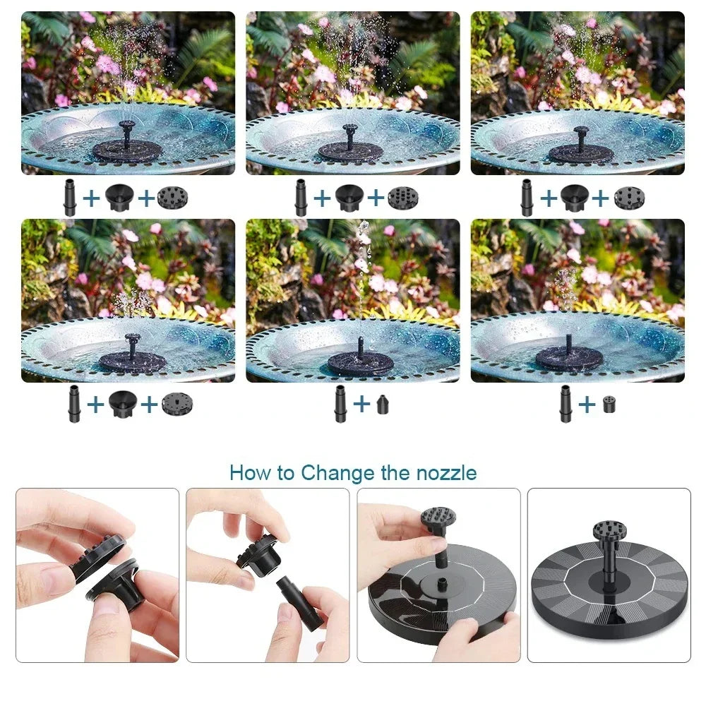 Fontaine Solaire Flottante 13/16/18cm – Pompe pour Bassin, Bain d'Oiseaux & Jardin