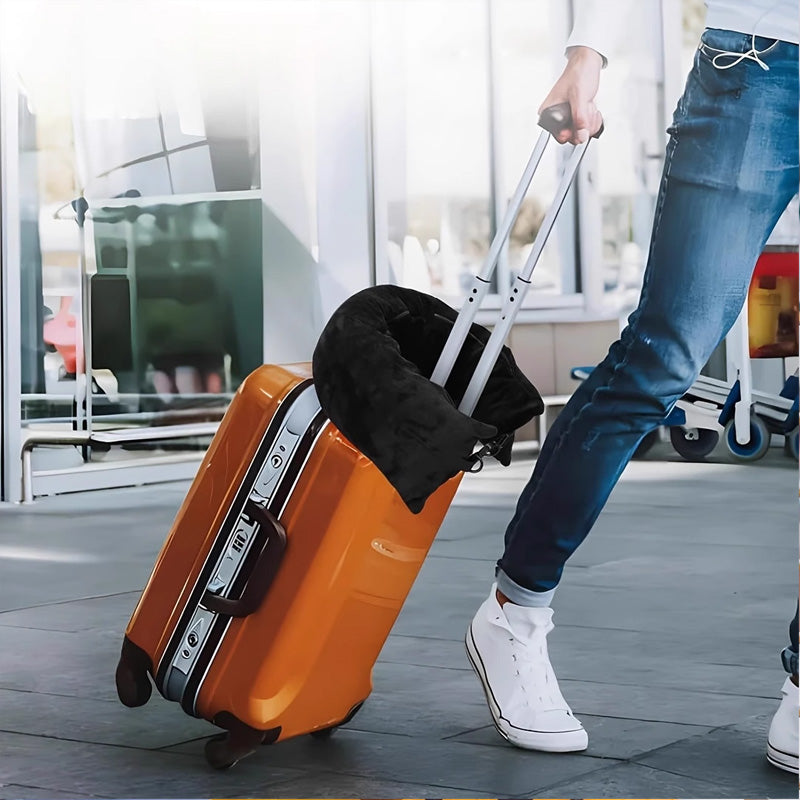 Oreiller Voyage Avion Forme U Velours - Gonflable avec Pochette Rangement