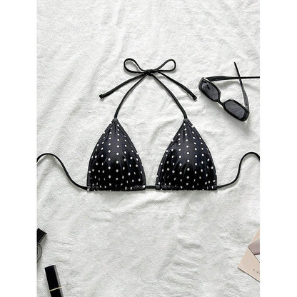 Haut de Bikini Halter Femme À Pois Sexy – Noir & Blanc