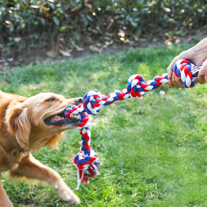 Large Dog Pet Toy Durable Chew Cotton Rope Five-Knot Dog Pet Supplies for Dogs and Cats