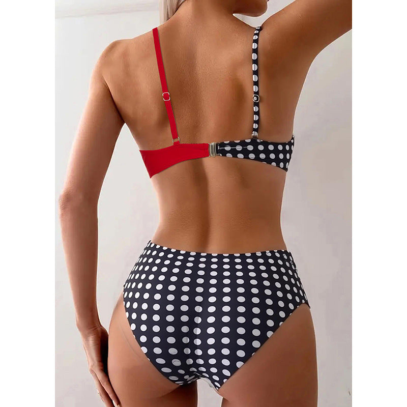 Bikini Deux Pièces Femme À Pois Sexy – Noir/Rouge & Pois – S à XXL