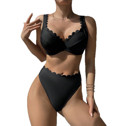 Bikini Deux Pièces Femme Sexy À Bretelles Noir – Tailles Bonnet 34D à 40D