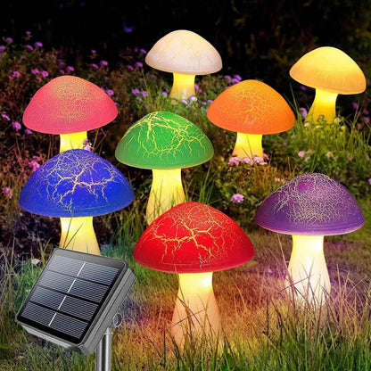 Guirlande Solaire Champignons LED – 8 Lampes Extérieur Imperméable IP66