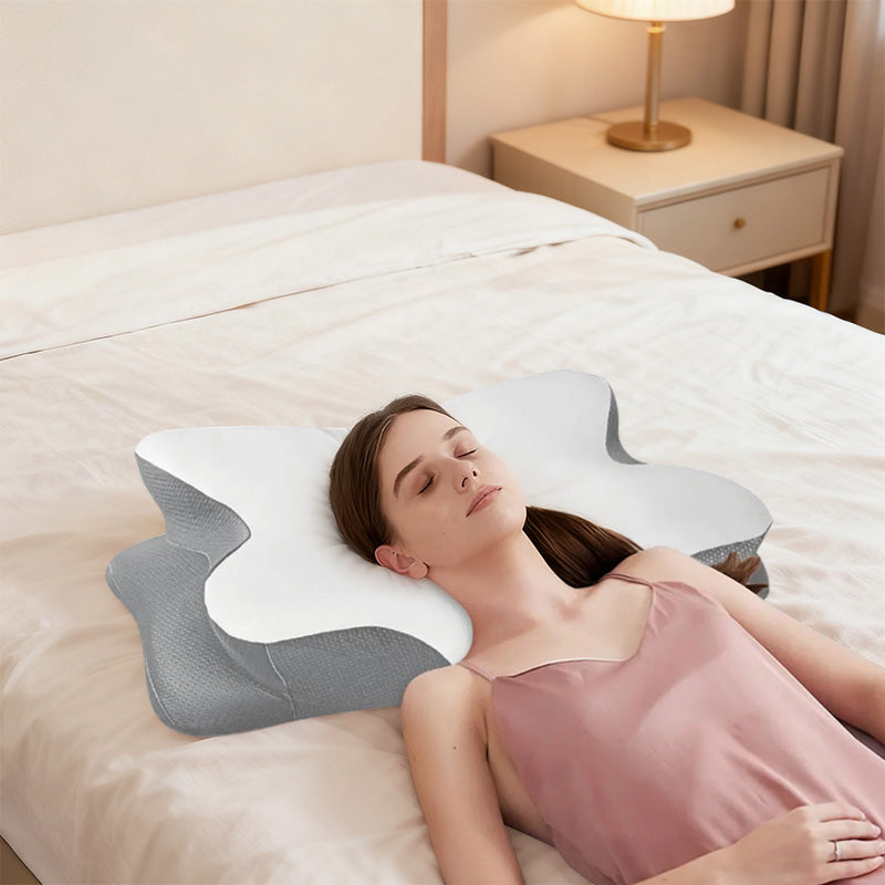 Oreiller Ergonomique Papillon Mousse Mémoire de Forme - Soutien Cervical Orthopédique - APPRO-DISTRI