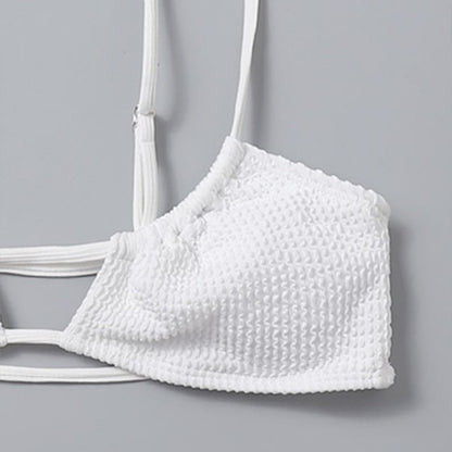 Bikini Deux Pièces Femme Bretelles Sexy Bas Tanga Couleur Unie