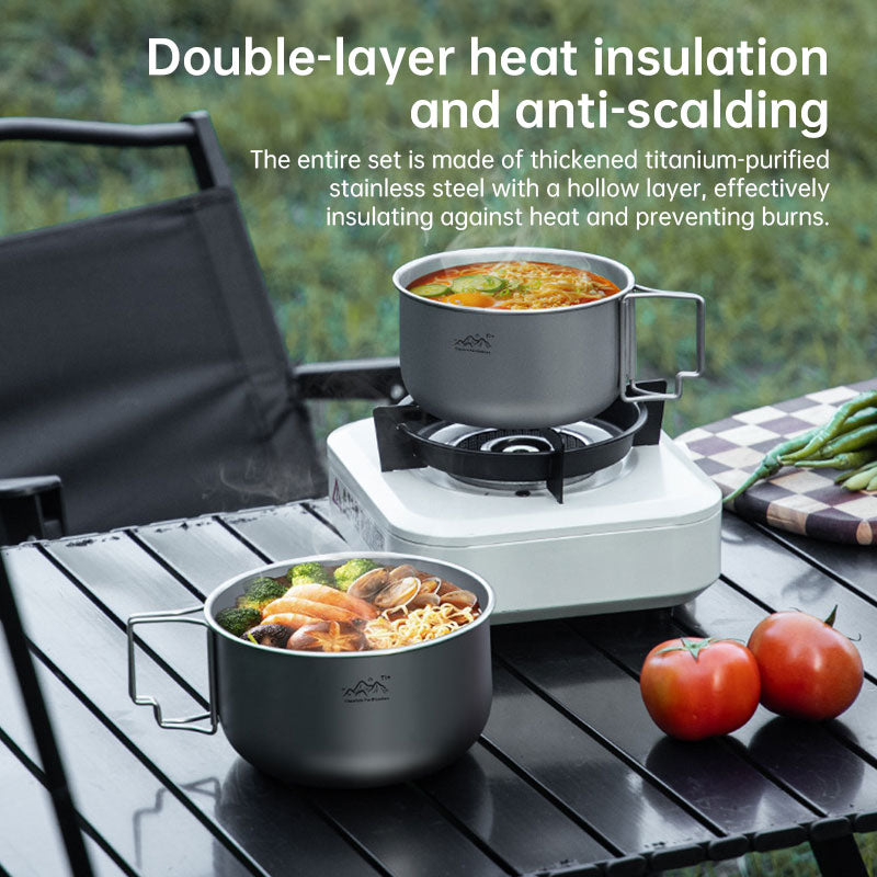 Popote Camping Titane - Casserole Pliable Ultra-Légère 200g pour Randonnée et Outdoor