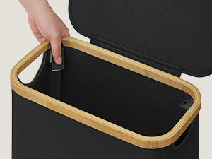 Panier à Linge SONGMICS 65L avec Couvercle - Pliable Gain de Place - Bambou