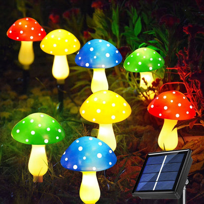 Guirlande Solaire Champignons LED – 8 Lampes Extérieur Imperméable IP66