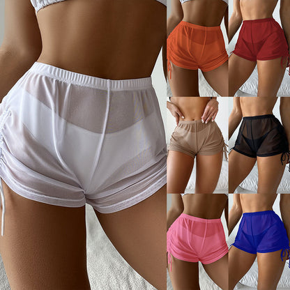Bas de Bikini Taille Haute Femme Mesh Couleur Unie – 6 Coloris