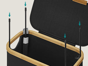 Panier à Linge SONGMICS 65L avec Couvercle - Pliable Gain de Place - Bambou