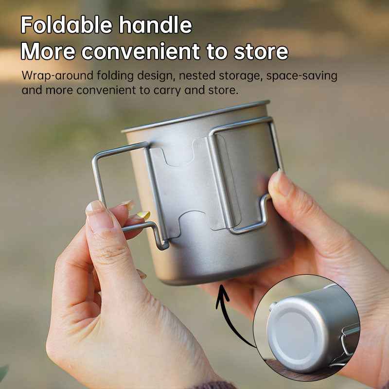 Bouilloire Titane Pour-Over 420ml – Bec Verseur Gooseneck & Poignée Pliable, Camping & Voyage