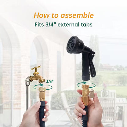 Tuyau d'Arrosage Extensible Anti-Nœuds – 7,5m ou 30m avec Pistolet 8 Jets
