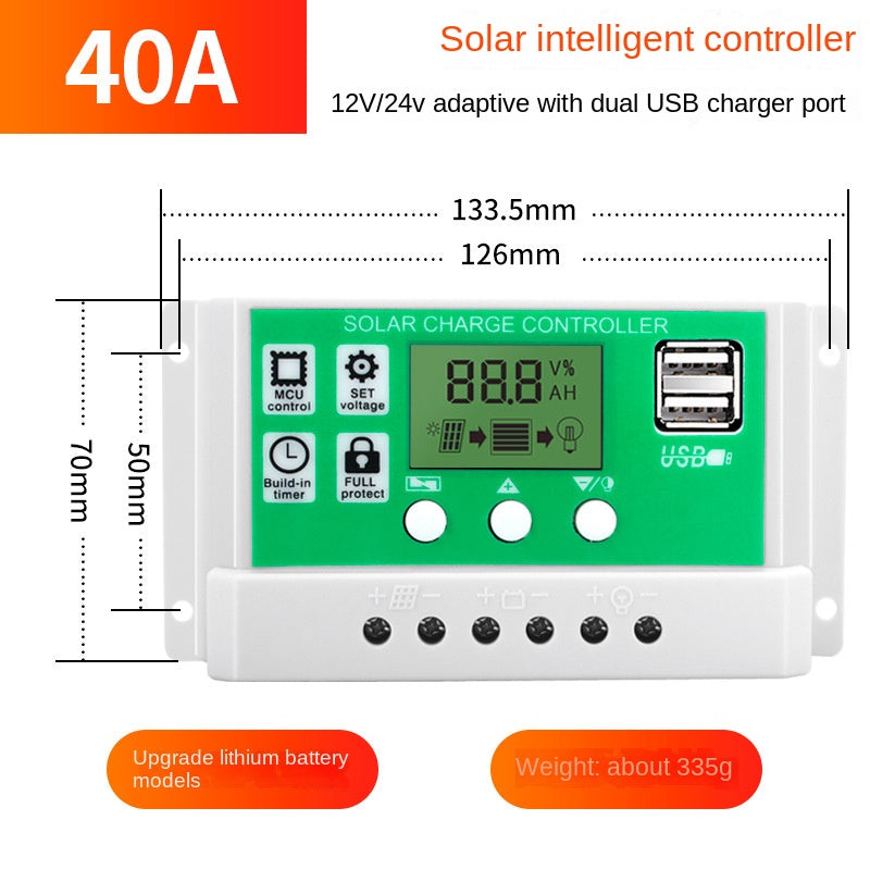 Solar controller fully automatic lead-acid battery 12v24v street lamp intelligent charging and discharging system