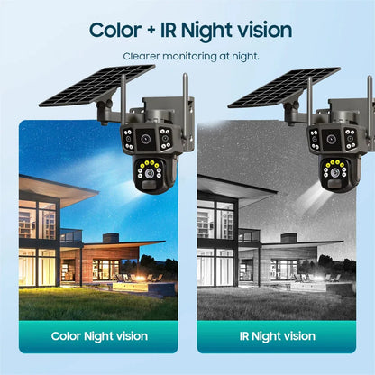 Caméra Solaire Extérieure Panoramique WiFi – 6MP, Vision Nocturne Couleur, IP66, Sans Fil