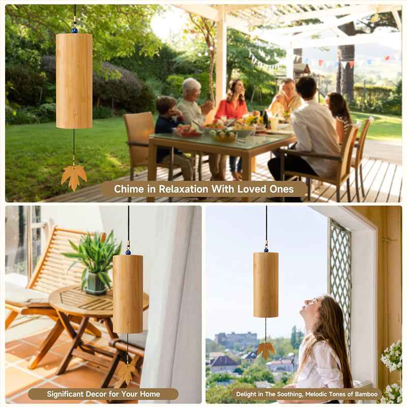 Carillon en Bambou – 8 Tons, Décoration Zen pour Jardin, Terrasse & Patio