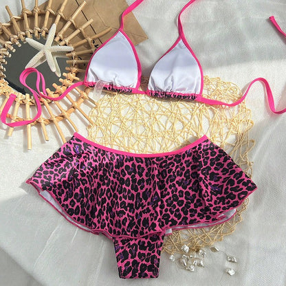 Bikini Deux Pièces Femme Premium Imprimé – Léopard, Pois, Rose Beige