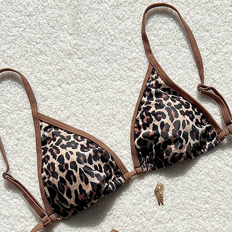 Bikini Deux Pièces Femme Imprimé Léopard Dos Attaché – 5 Motifs, XS à L