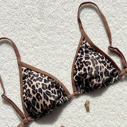 Bikini Deux Pièces Femme Imprimé Léopard Dos Attaché – 5 Motifs, XS à L