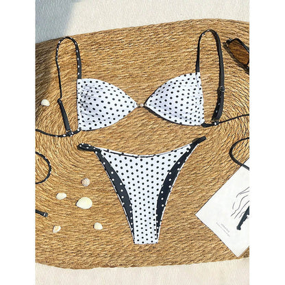 Bikini Deux Pièces Femme À Pois Attaché Sexy – Style Européen Plage
