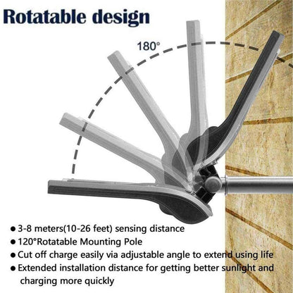 Lampe Solaire 36 LED Rotative – Détecteur de Mouvement | IP65 Étanche