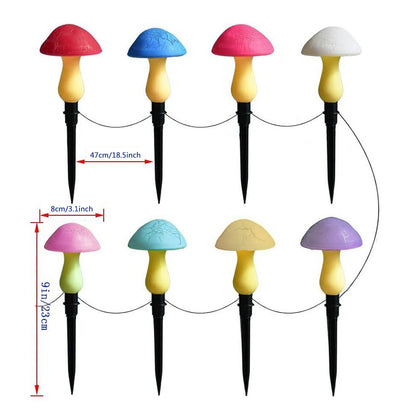 Guirlande Solaire Champignons LED – 8 Lampes Extérieur Imperméable IP66