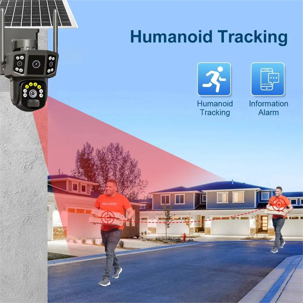 Caméra Solaire Extérieure Panoramique WiFi – 6MP, Vision Nocturne Couleur, IP66, Sans Fil