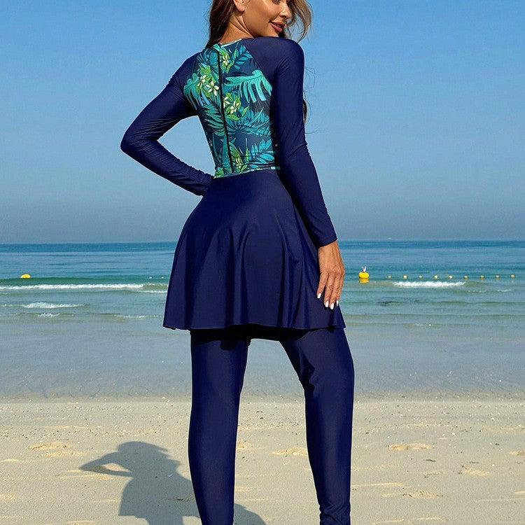 Ensemble Maillot de Bain Femme Manches Longues Conservateur – Bleu Marine