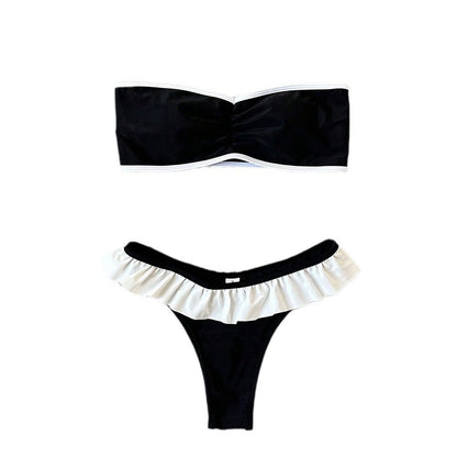 Bikini Deux Pièces Femme Volanté Dos Nu Sexy Noir – Plage Source Thermale