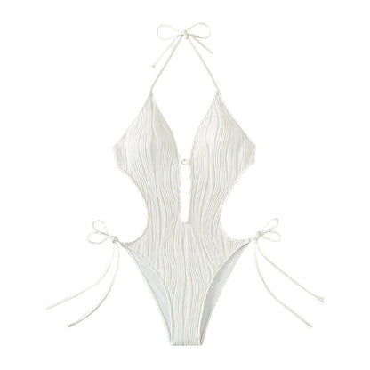 Bikini Taille Haute Femme – Deux Pièces Sexy Bretelles Couleur Unie