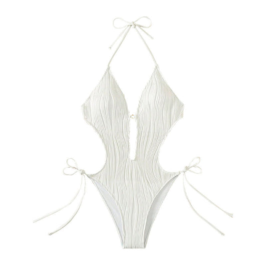 Bikini Taille Haute Femme – Deux Pièces Sexy Bretelles Couleur Unie