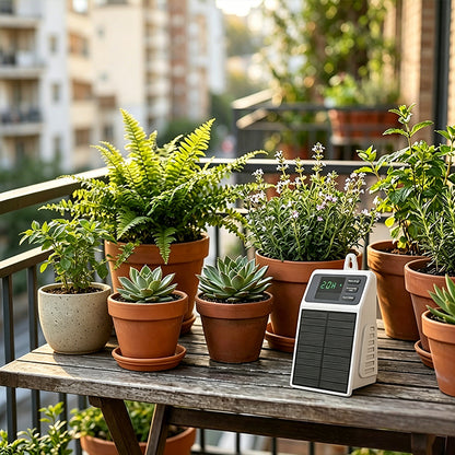 Solar Drip Irrigation System - Auto Watering Timer for Hanging Plants, Balcony & Greenhouse Use