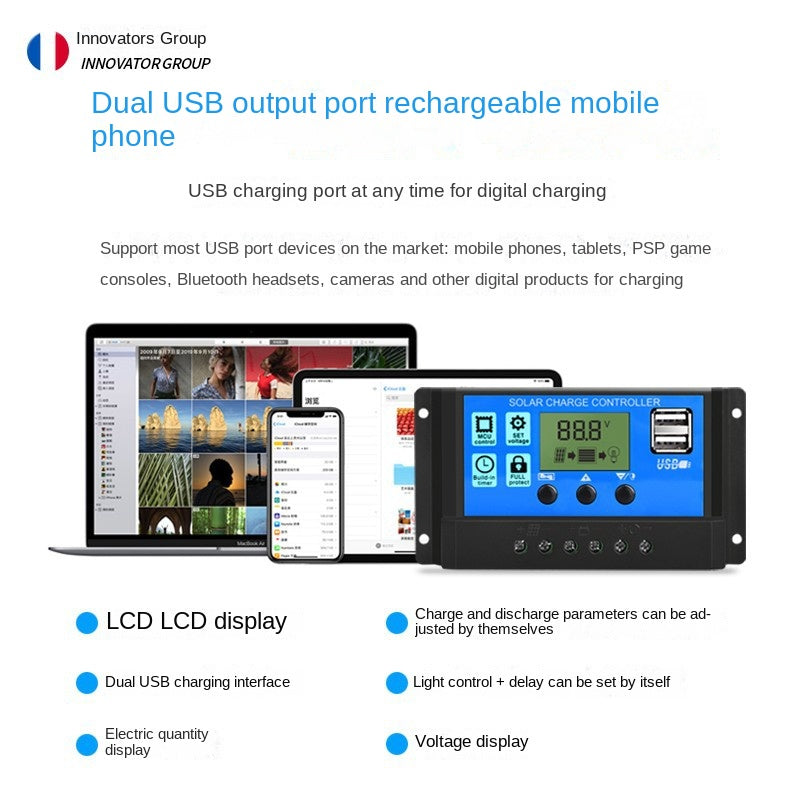 Solar controller fully automatic lead-acid battery 12v24v street lamp intelligent charging and discharging system