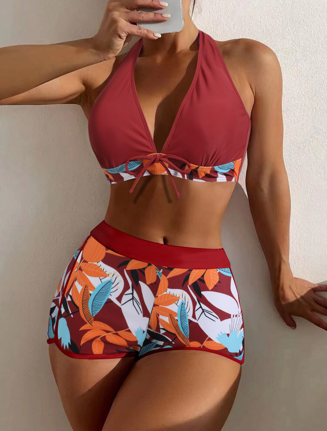 Maillot de Bain Femme Taille Haute Couleur Unie & Imprimé – 21 Coloris, S à 3XL