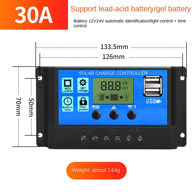 Solar controller fully automatic lead-acid battery 12v24v street lamp intelligent charging and discharging system