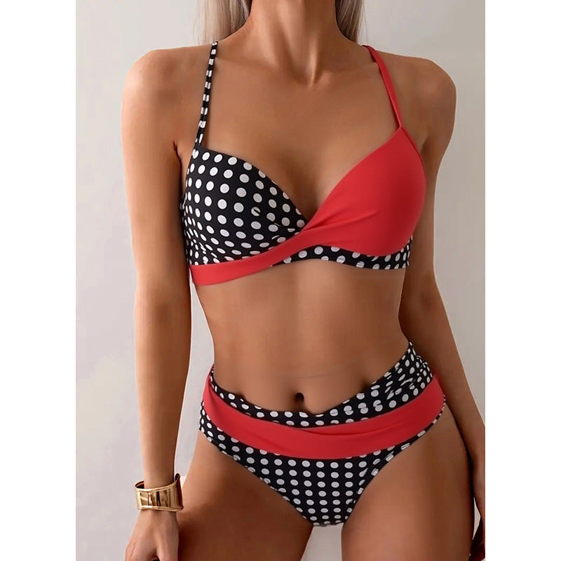 Bikini Deux Pièces Femme À Pois Sexy – Noir/Rouge & Pois – S à XXL