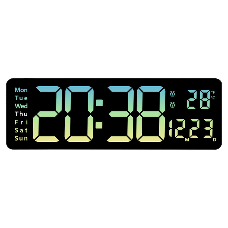 Horloge Murale LED Digitale 40cm - Télécommande, Température, Date, Double Alarme
