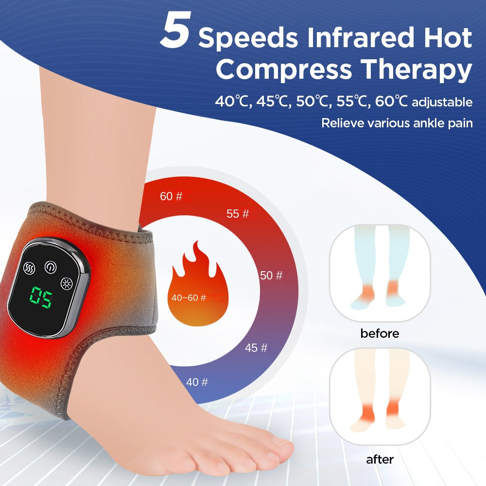 USB Heated Ankle Support with Hot Compress Massage Function Rechargeable Foot Ankle Joint Care and Foot Massager - APPRO-DISTRI