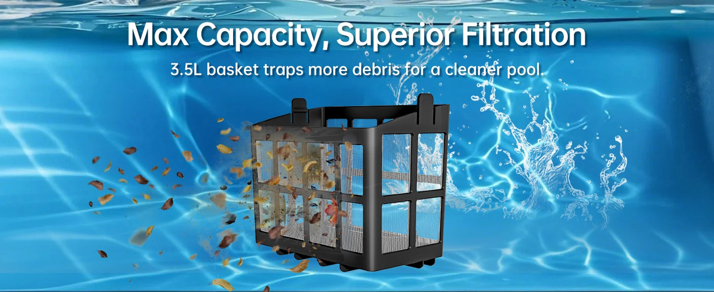 Robot Nettoyeur de Piscine Seauto – Sans Fil | Aspiration 45 000 Pa | Jusqu'à 200 m²