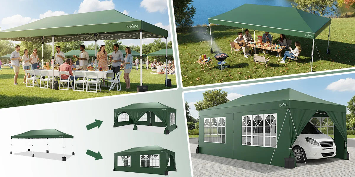 Gazebo Pop-Up Loefme – Tente de Jardin Imperméable 6 Côtés | 2,5x2,5M à 3x6M