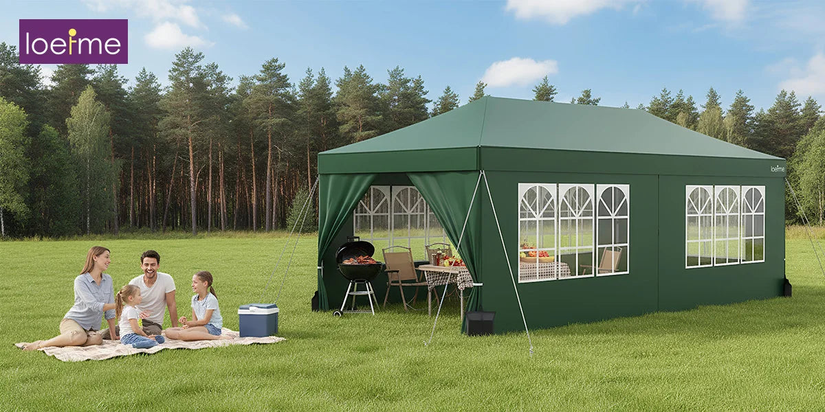 Gazebo Pop-Up Loefme – Tente de Jardin Imperméable 6 Côtés | 2,5x2,5M à 3x6M