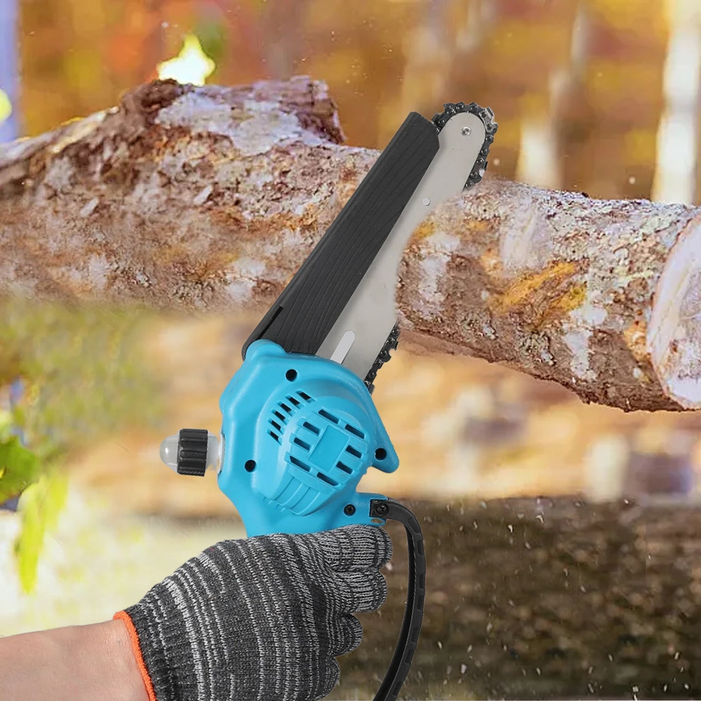 Mini Tronçonneuse Électrique 6 Pouces 21V - Portable avec Huilage Automatique et 2 Batteries | OWJHE