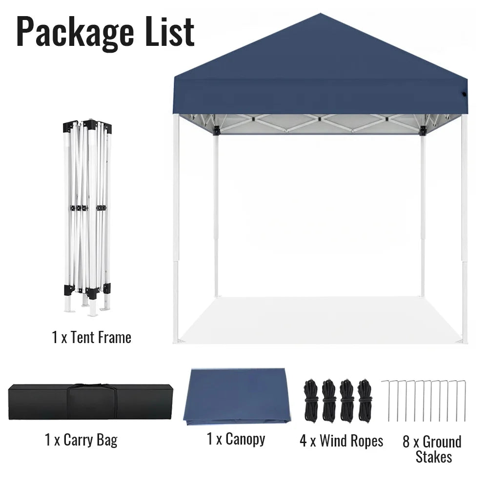 Kiosque Pliant 2x2 m – Tente Pop-Up Instantanée, Toile Oxford 420D UPF 50+, 3 Hauteurs, Sac de Transport