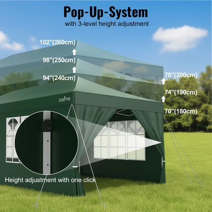 Gazebo Pop-Up Loefme – Tente de Jardin Imperméable 6 Côtés | 2,5x2,5M à 3x6M
